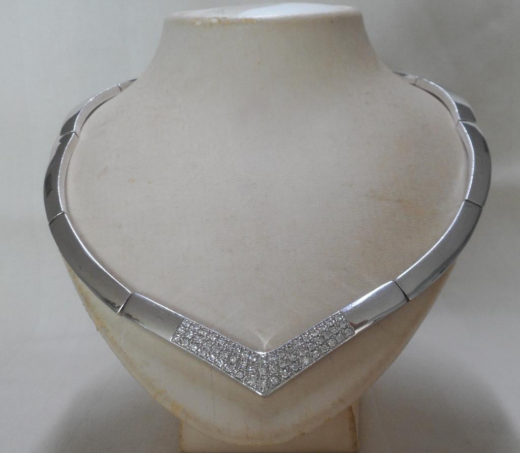 Prachtig zilveren collier met steentjes nr.143, Sieraden, Tassen en Uiterlijk, Kettingen, Verzenden, Zo goed als nieuw, Zilver