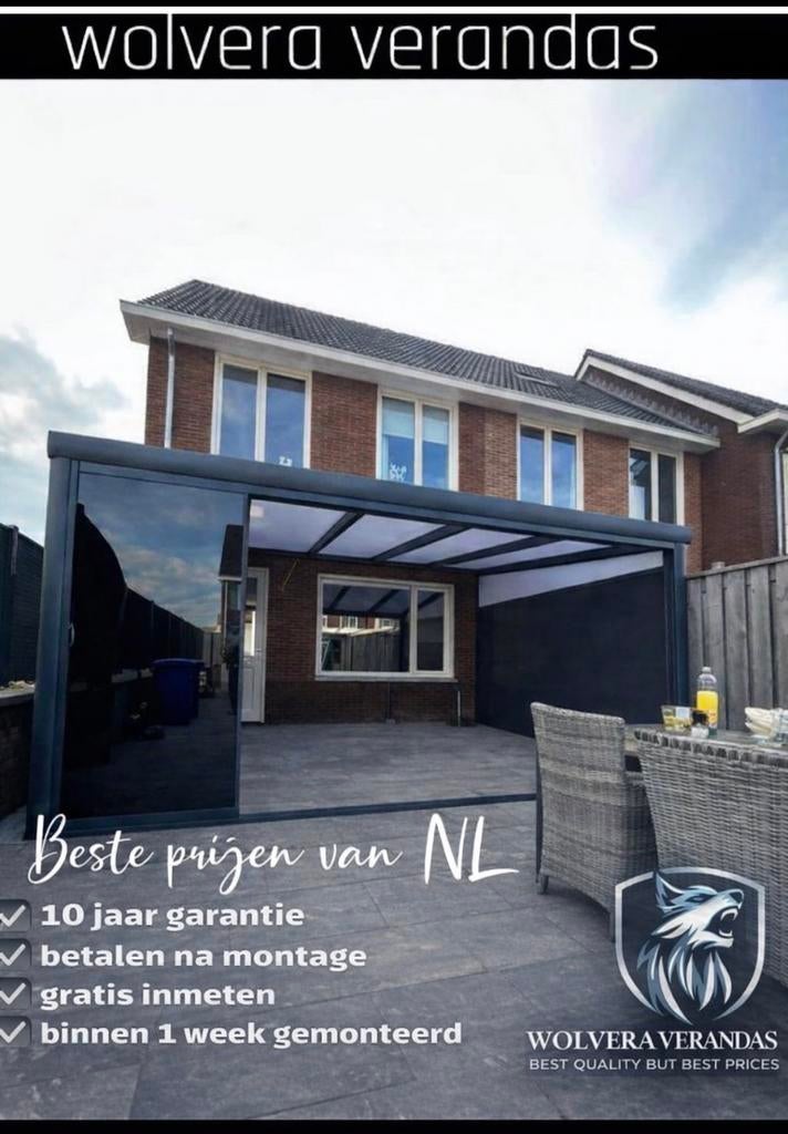 Veranda overkapping carpoort serre tuinkamer nieuw 2026modeL, Tuin en Terras, Ophalen of Verzenden, Nieuw, Veranda