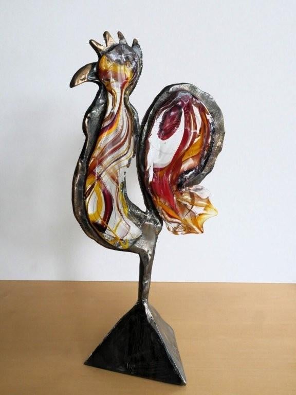 sculptuur brons en glas, Handgemaakt, Ophalen of Verzenden, Brons, 20 - 50 cm