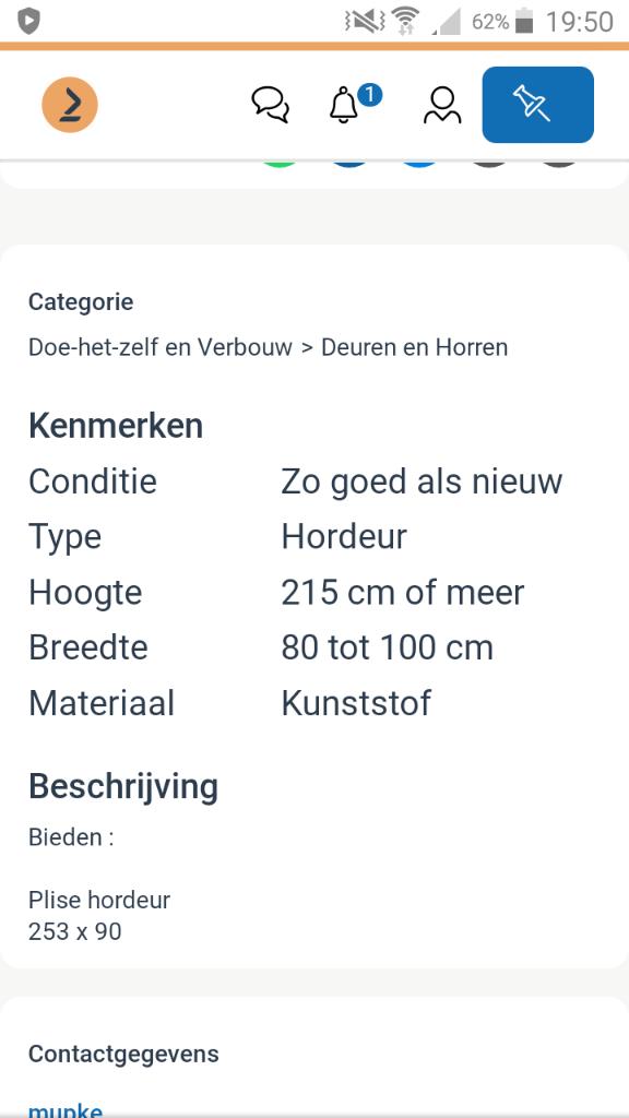 Plisse hordeur, Ophalen, Kunststof, 80 tot 100 cm, 215 cm of meer