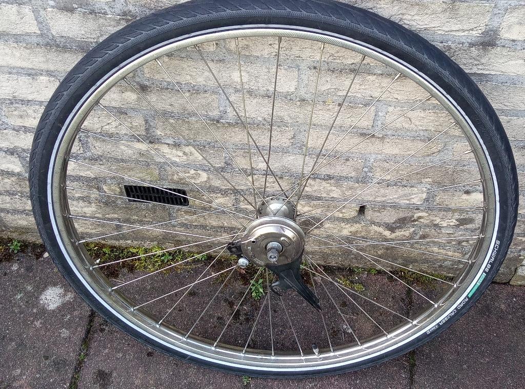 Fietsvoorwiel 28 inch RVS met Shimano rollerbrake, Toerfiets, Staal, Ophalen of Verzenden, Zo goed als nieuw