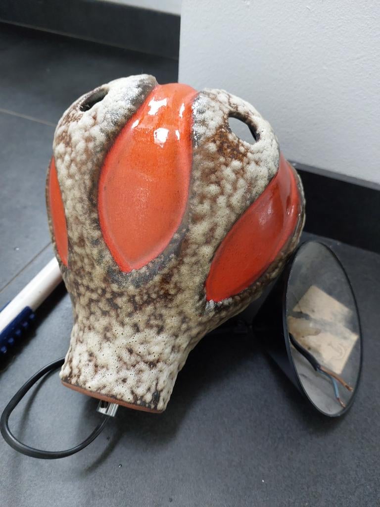 Vintage Fat Lava Wandlamp - Oranje & Bruin Keramiek, Ophalen of Verzenden