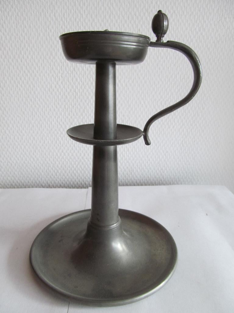 Engel tinnen kandelaar., Antiek en Kunst, Antiek | Tin, Ophalen