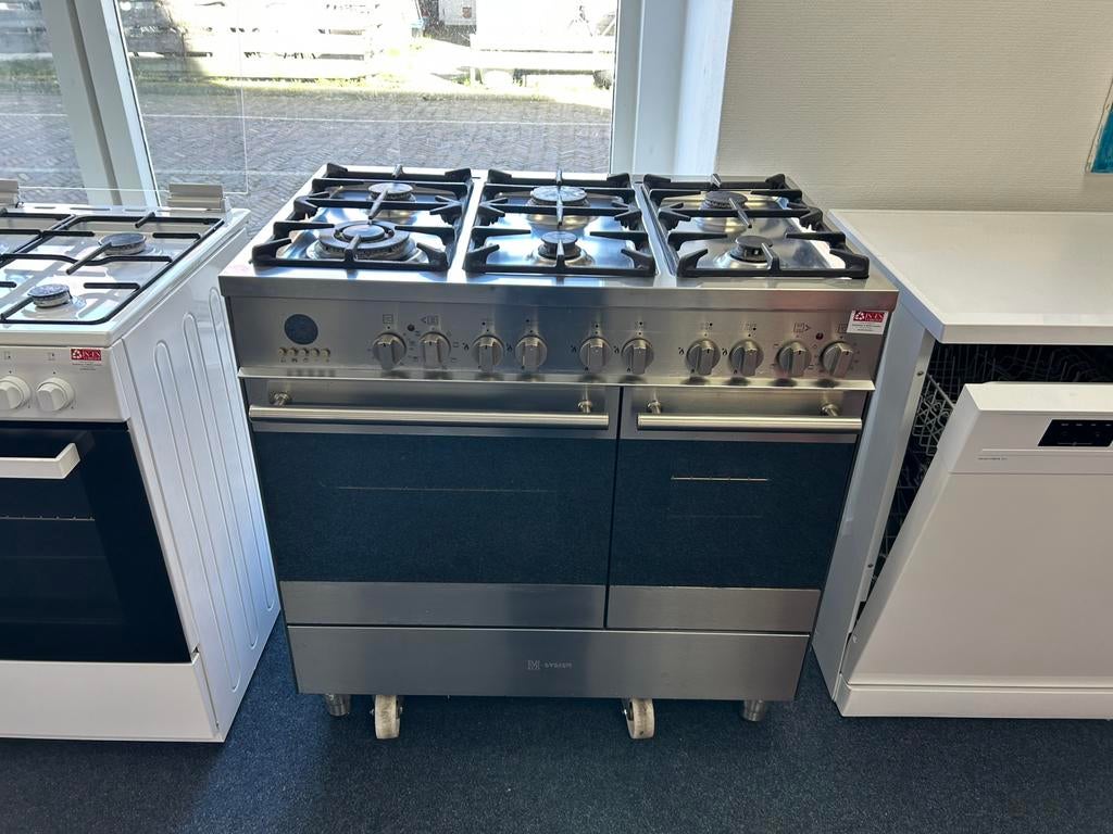 M-System gasfornuis 6 pits 2 oven incl garantie&bezorgen, Ophalen, Nl, 60 cm of meer, Zo goed als nieuw