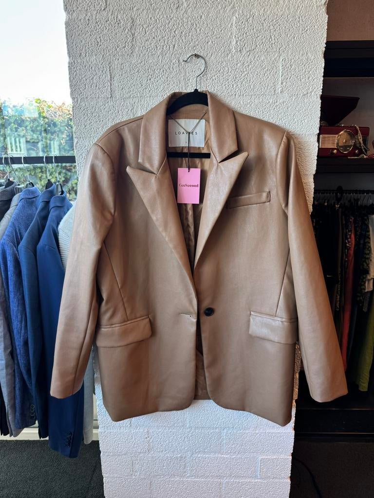 Loavies faux leren blazer maat L bruin, Ophalen of Verzenden, Gedragen