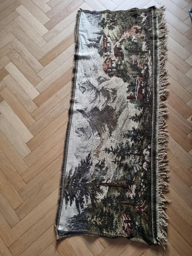 Oud vintage gobelin wandkleed 2-zijdig, Ophalen of Verzenden