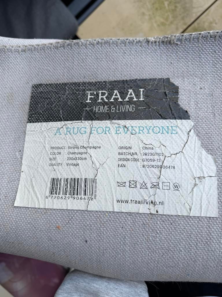 Vloerkleed Volero 230x230 Strong Champagne FRAAI HOME LIVING, Ophalen, Gebruikt, Beige, Vierkant