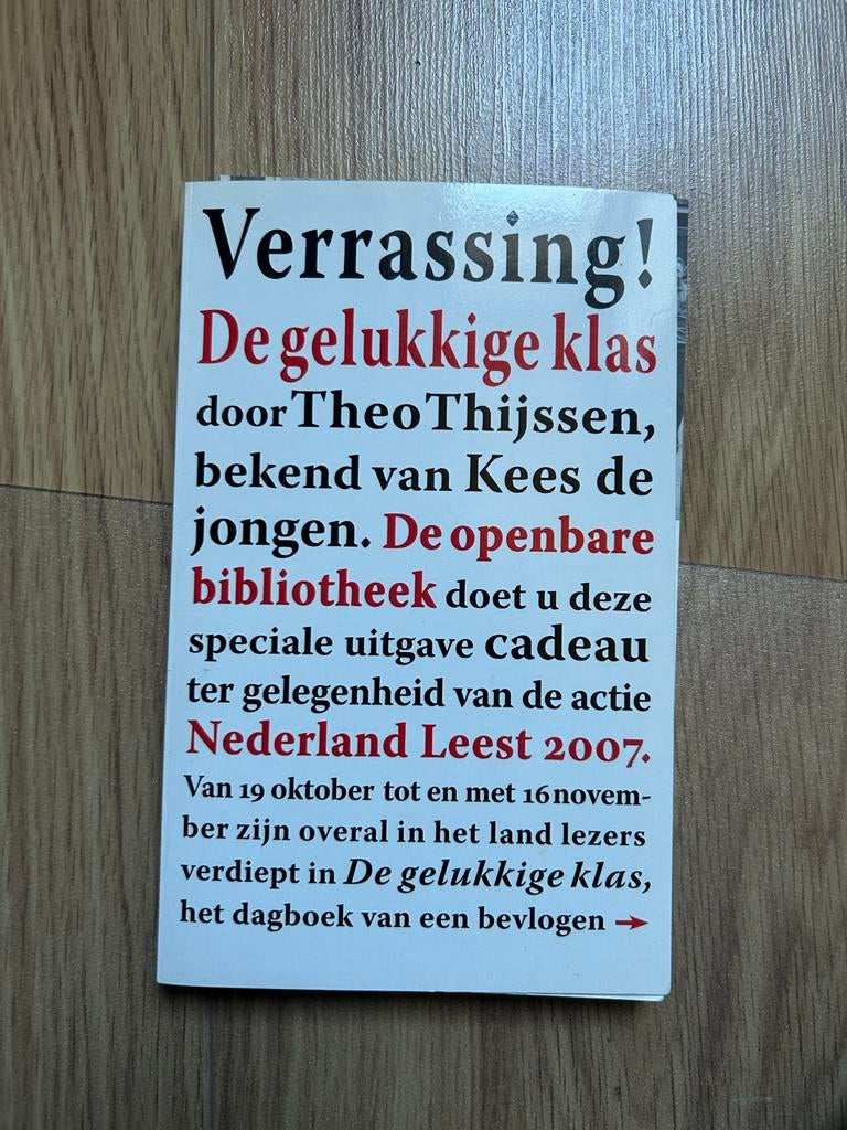 De gelukkige klas - Theo Thijssen (Nederland Leest 2007), Boeken, Romans, Gelezen, Nederland, Ophalen of Verzenden