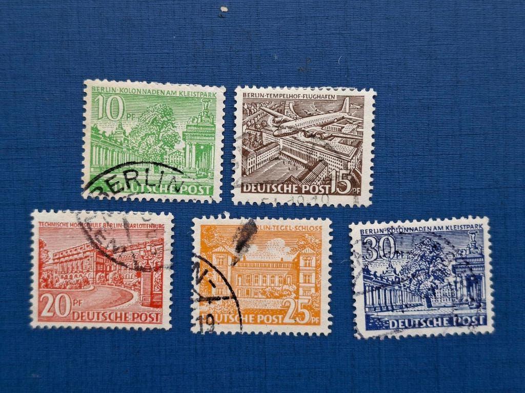 Postzegel Berlijn 1949 5 zegels Gebouwen 01-04, Ophalen of Verzenden, BRD, Gestempeld