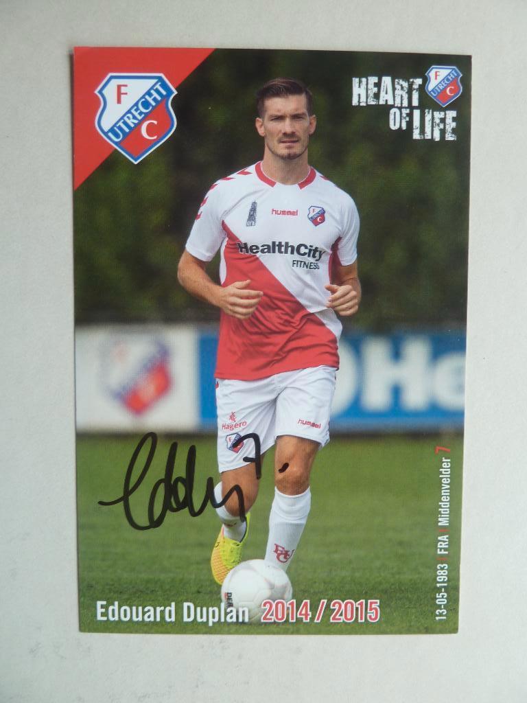 Spelerskaart.  Eduard.Duplan  Fc Utrecht  2014/2015, Verzamelen, Sportartikelen en Voetbal, Ophalen of Verzenden, Zo goed als nieuw