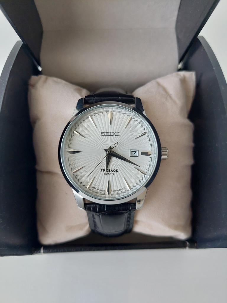 Seiko heren horloge, Seiko, Leer, Staal, Nieuw