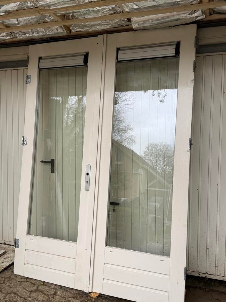 Zware Hardhouten openslaande tuindeuren 170 x 234.5, Ophalen, Gebruikt, 80 tot 100 cm, 215 cm of meer