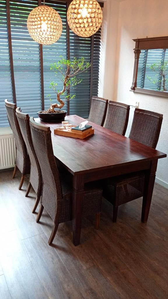 Origineel Lloyd Loom Corona stoelen (6 stuks) incl/exc tafel, Huis en Inrichting, Stoelen, Gebruikt, Bruin, Koloniaal, Riet of Rotan