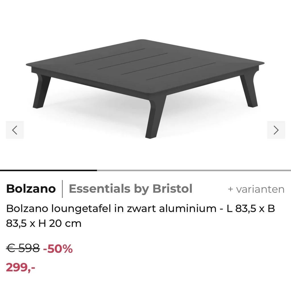 Exterioo Bolzano loungetafel in zwart aluminium nieuw, Ophalen, Nieuw, Vierkant, Aluminium