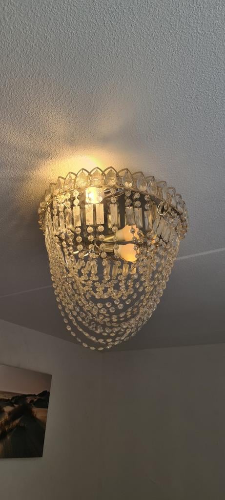 Elegante kristallen plafondlamp - Klassieke stijl, Ophalen of Verzenden, Zo goed als nieuw, Glas, Klassiek, Elegant, Glamour