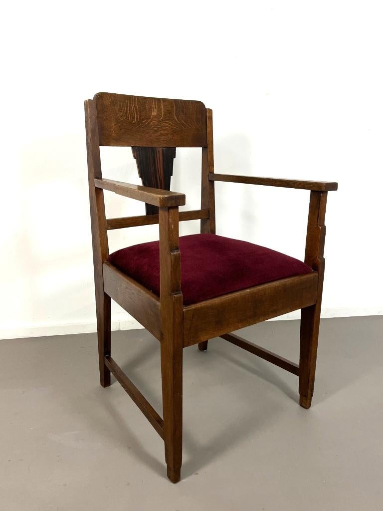 Art Deco Amsterdamse school eiken fauteuil, jaren 1930, Antiek en Kunst, Ophalen