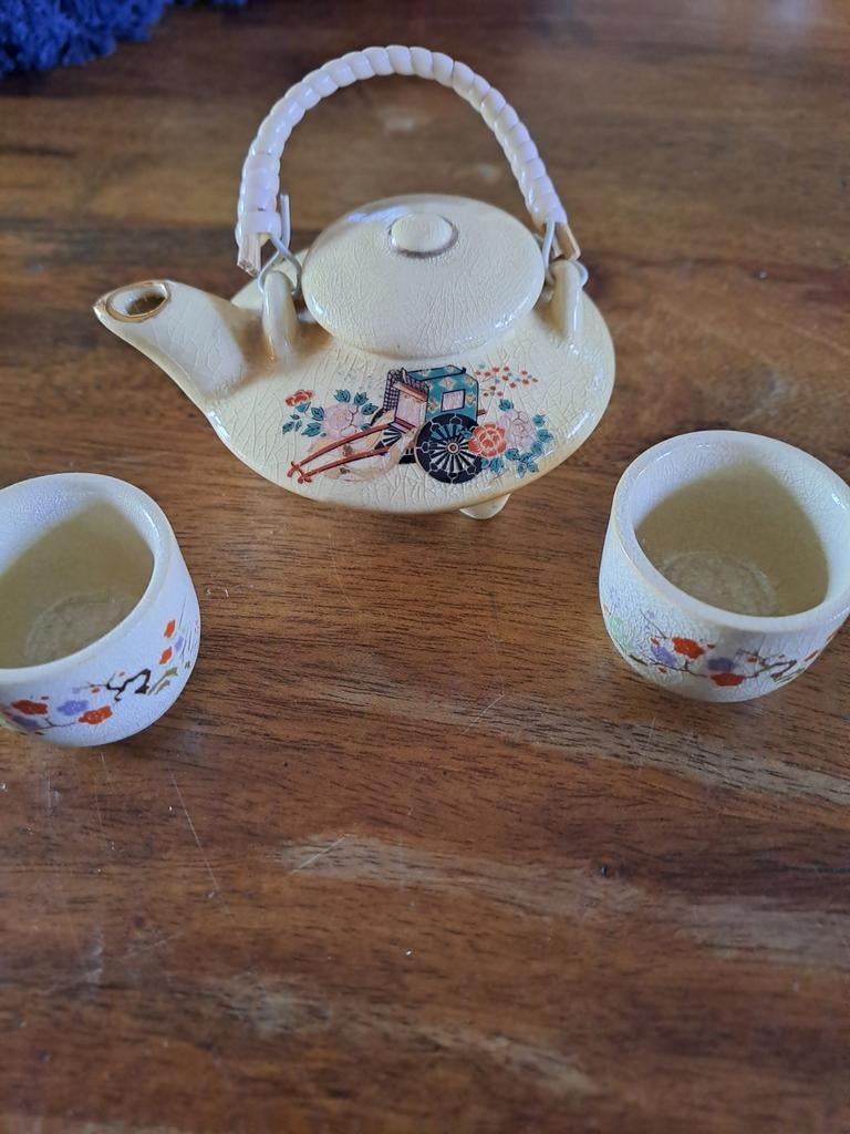 Vintage Japans satsuma miniatuur theeserviesje, Ophalen of Verzenden