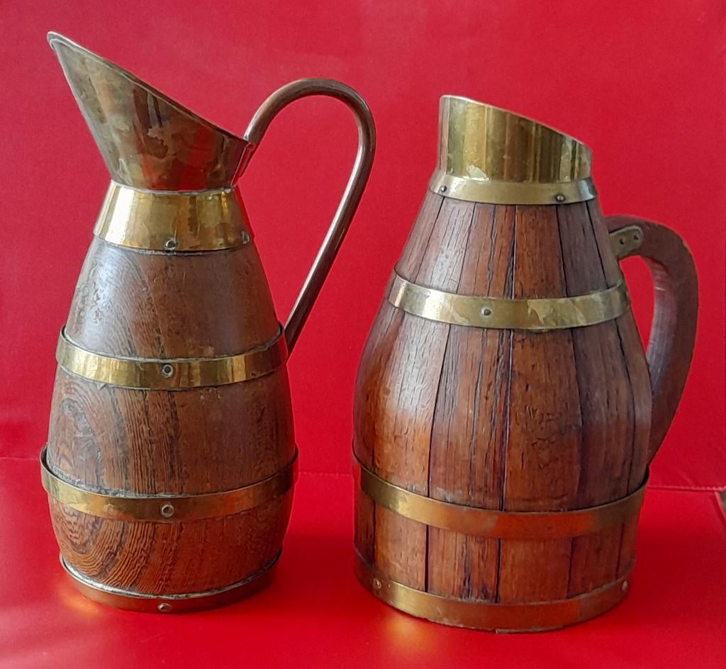 lot van 2 Franse ciderkannen eikenhout, Ophalen of Verzenden