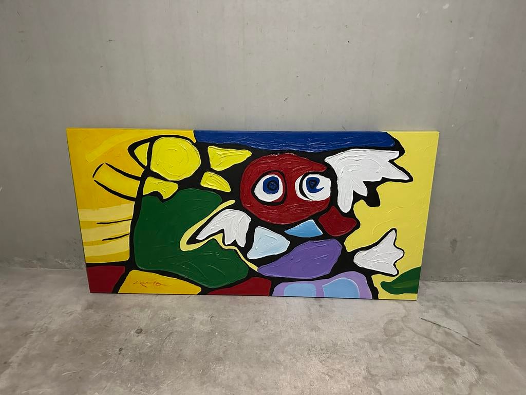 Modern Kleurrijk Schilderij L. Paramount - Handgeschilderd, Antiek en Kunst, Kunst | Schilderijen | Modern, Ophalen