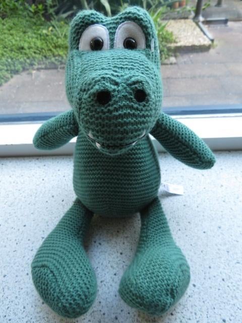 Krokodil van Hema groen gebreid kunststof ogen, Ophalen of Verzenden, Zo goed als nieuw, Overige typen