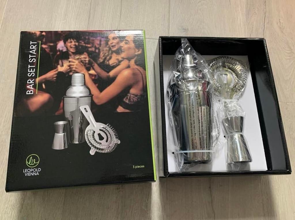 Leopold Vienna Cocktail Shaker Set - 3-delig Bar Set Start, Overige typen, Ophalen of Verzenden, Metaal, Overige merken