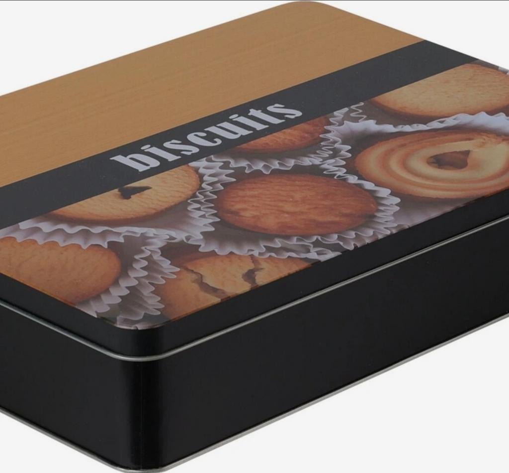 Koektrommel met Biscuits 26x19x5 cm - Handige Opbergdoos, Ophalen of Verzenden, Nieuw, Koek(jes), Overige merken