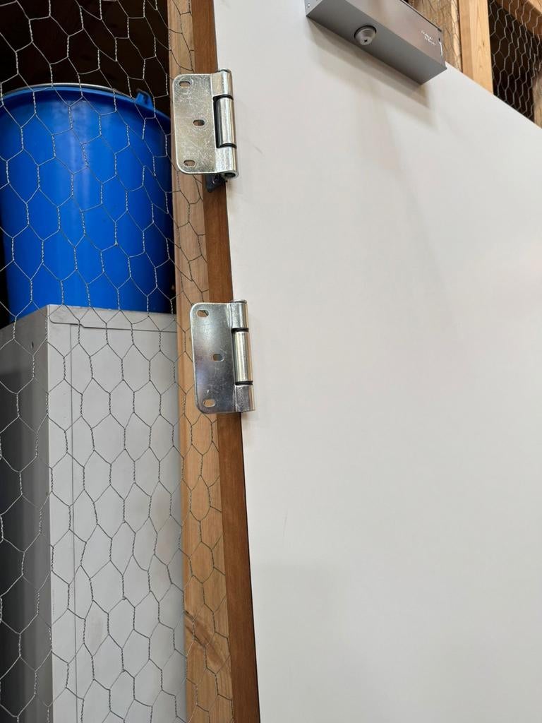 Bijna nieuwe deur en Set van 3 scharnieren en deurklink, Ophalen of Verzenden, Gebruikt, Rvs, Klink of Kruk