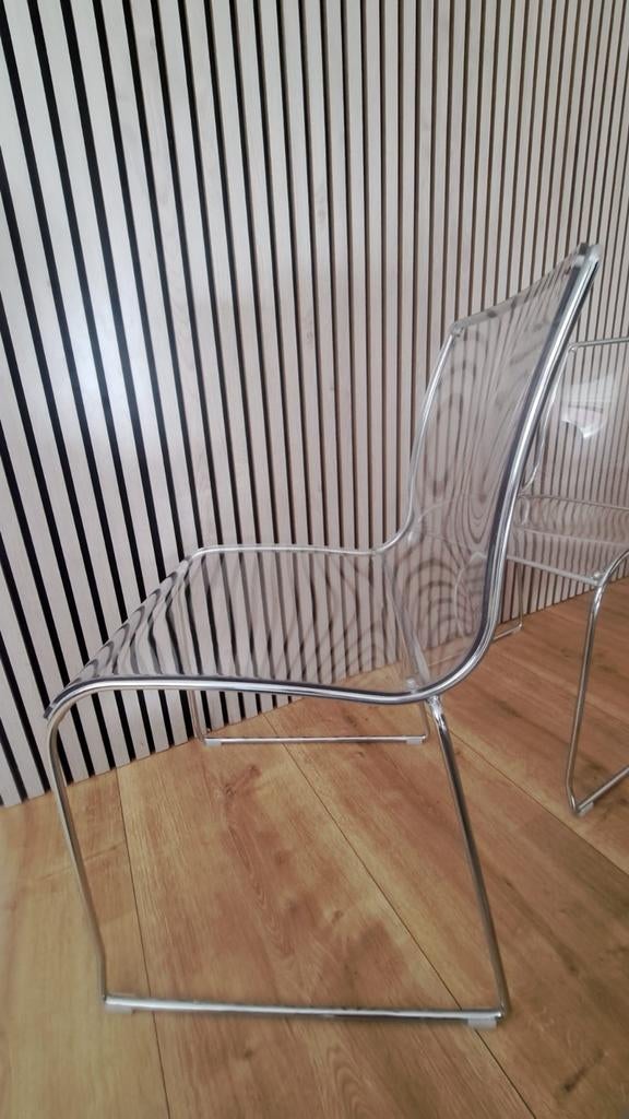 Calligaris stoelen 2x perspex kunststof acrylglas, Twee, Ophalen of Verzenden, Zo goed als nieuw, Metaal