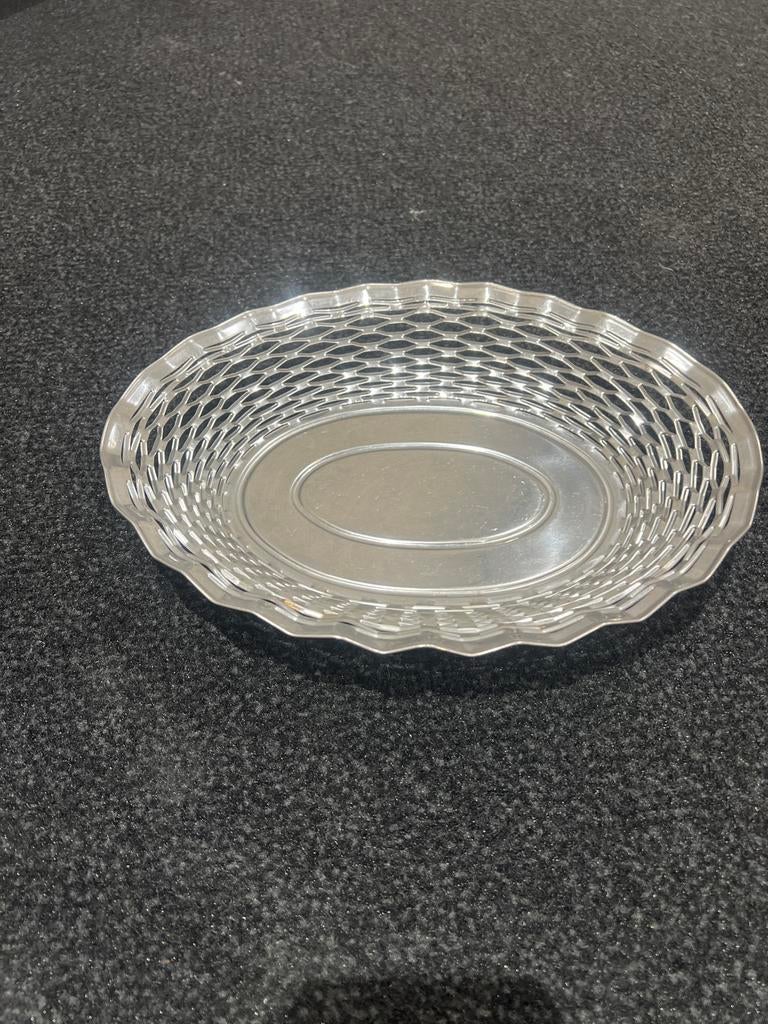 Zilverkleurige ovale decoratieve schaal/mand, Ophalen