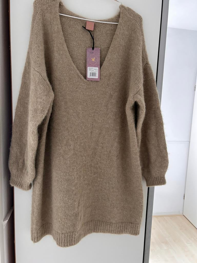 Stoere beuge lange trui/ jurk POES PAS, Ophalen of Verzenden, Nieuw, Maat 38/40 (M), Beige
