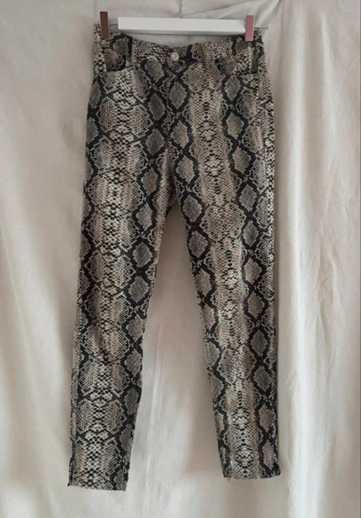 Zara slangenprint spijkerbroek - zachte stof, petite lengte, Maat 38/40 (M), Bruin, Ophalen of Verzenden, Lang