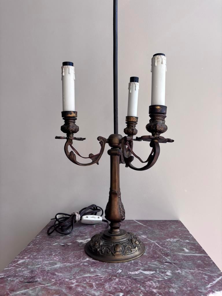 Antieke Franse bouilotte lamp artdeco brocant barok, Ophalen of Verzenden