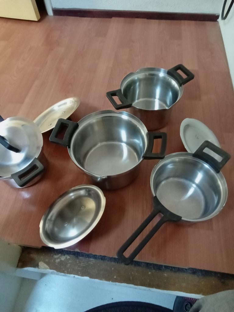 Bk pannen, Ophalen of Verzenden, Gebruikt, Rvs, Pannenset