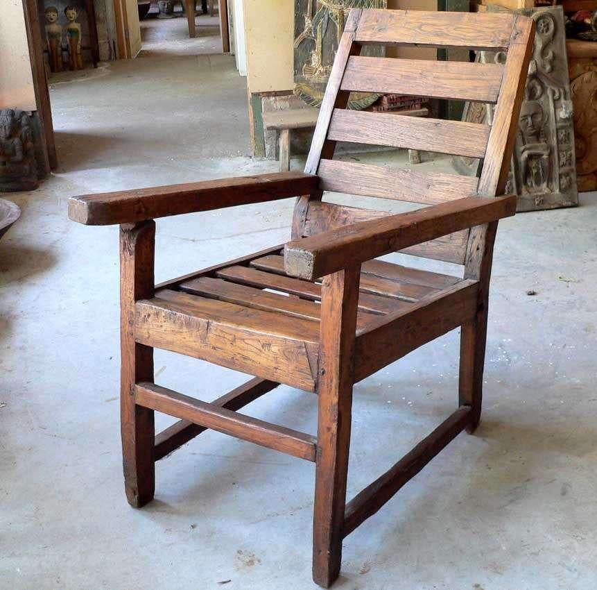 antieke planter stoel Java Indie NOI Indonesie ST1 teak hout, Ophalen of Verzenden