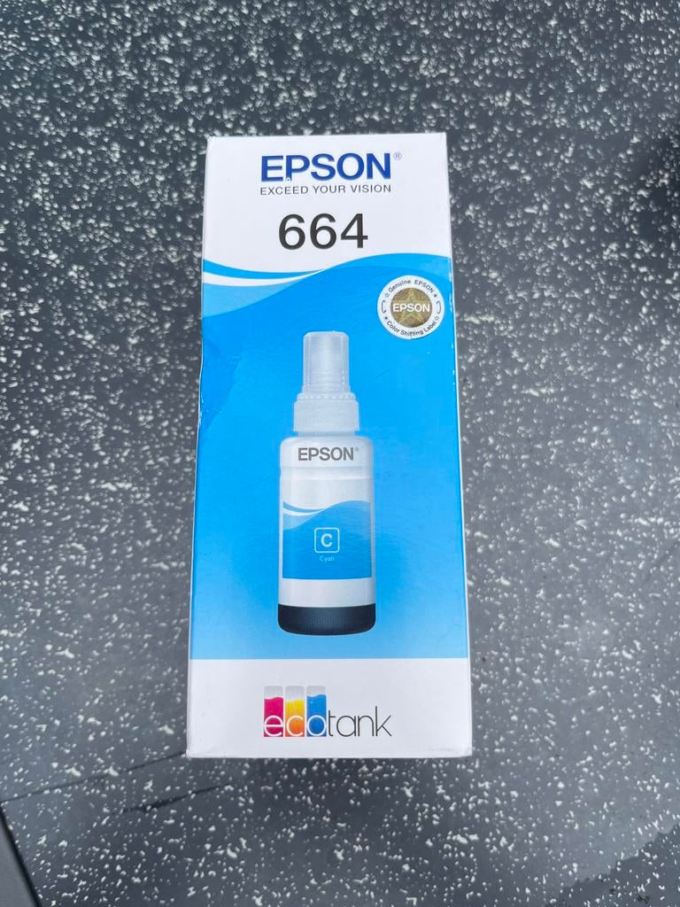 Epson Ecotank Navulling Type 664 Cyaan - Nieuw in Verpakking, Ophalen of Verzenden, Nieuw, Cartridge