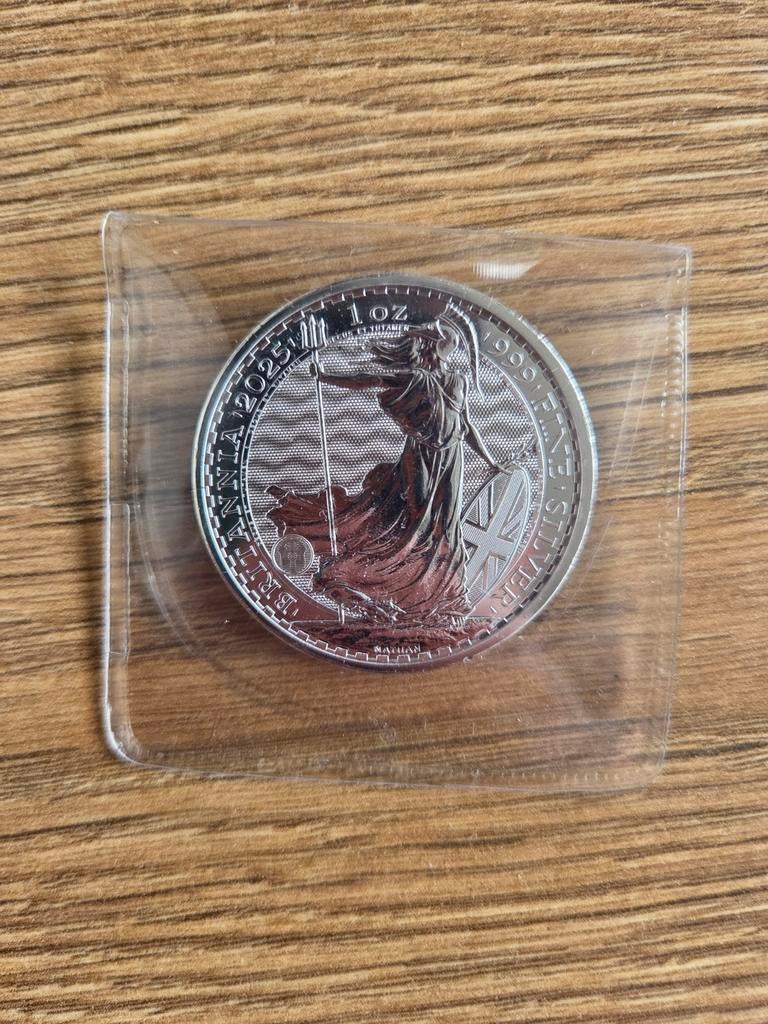 Britannia 2025 munt 1 oz zilver 999, Ophalen of Verzenden, Vóór koninkrijk, Overige waardes, Zilver