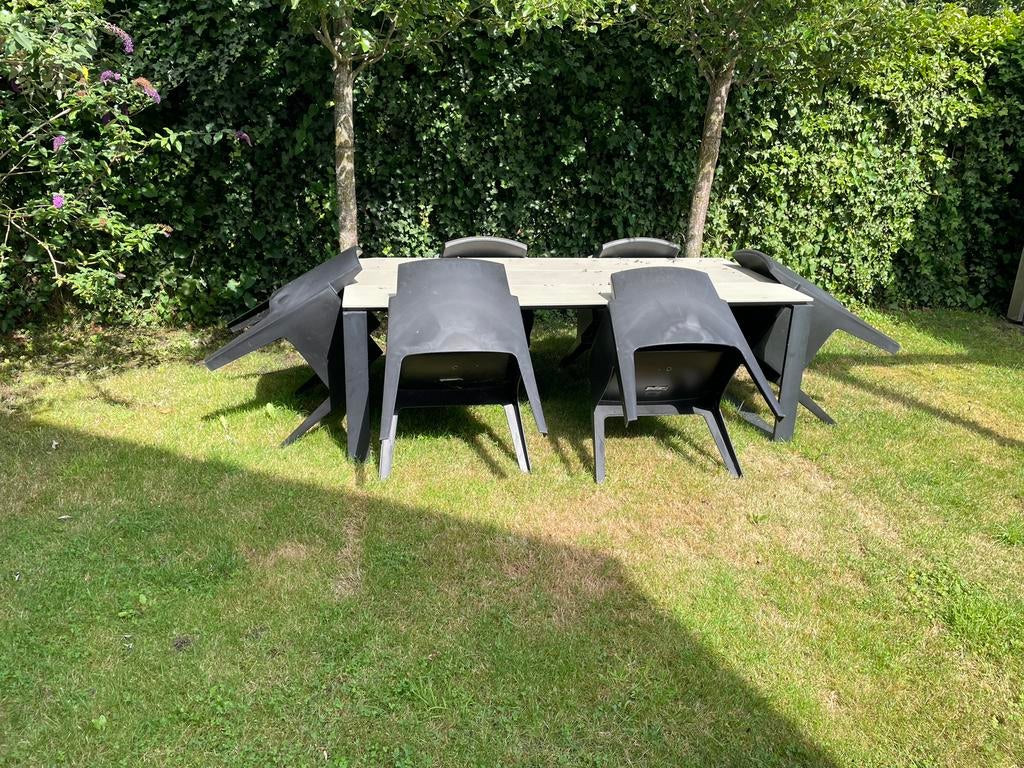Tuintafel incl. 6 stoelen t.e.a.b., Tuin en Terras, Tuintafels, Ophalen, Gebruikt, Rechthoekig, Aluminium