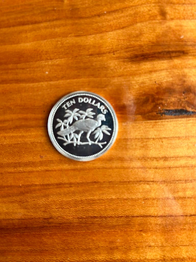 Belize 10 dollar zilver proof 1974, Postzegels en Munten, Munten | Amerika, Ophalen of Verzenden, Midden-Amerika, Zilver