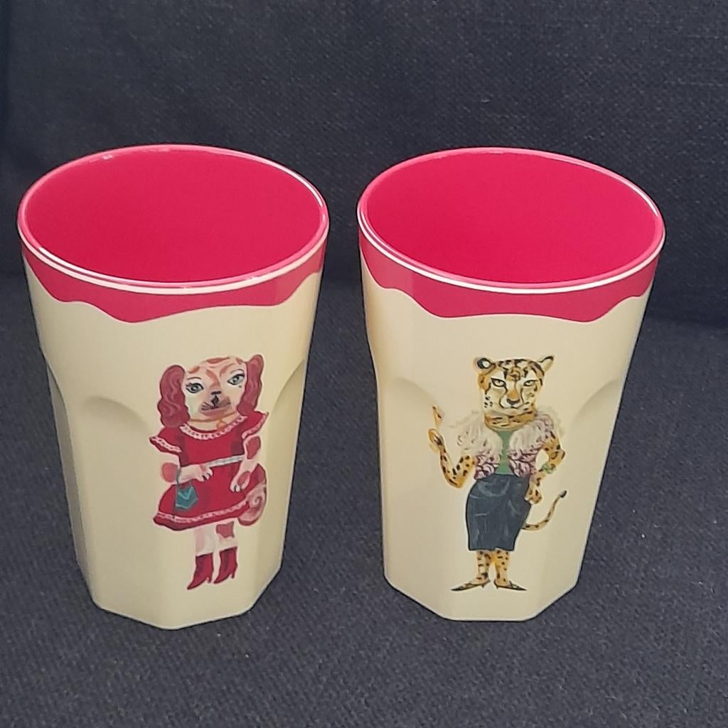 RICE melamine bekers met dierenprint (set van 2), Ophalen of Verzenden, Nieuw