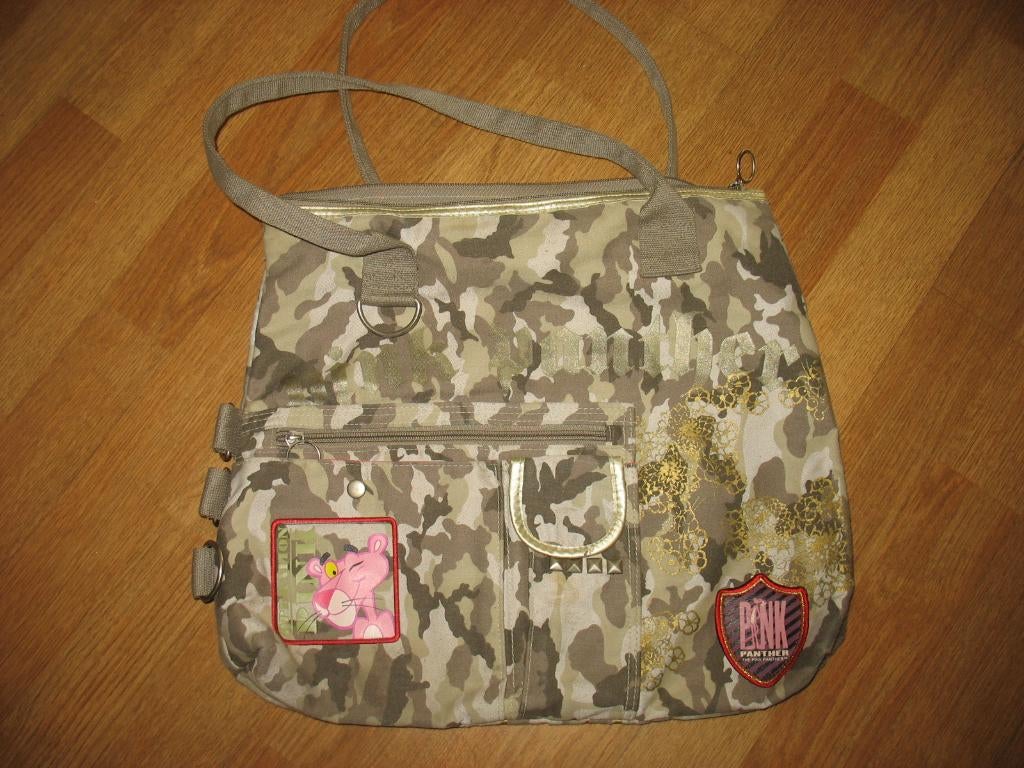 Tas met Hengels Beige Camouflage Stof Pink Panther Vintage, Ophalen of Verzenden, Beige, Overige typen