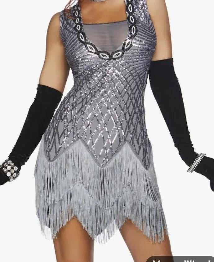 The Great Gatsby jurk kleding dames, Nieuw, Ophalen of Verzenden, Maat 36 (S), Grijs