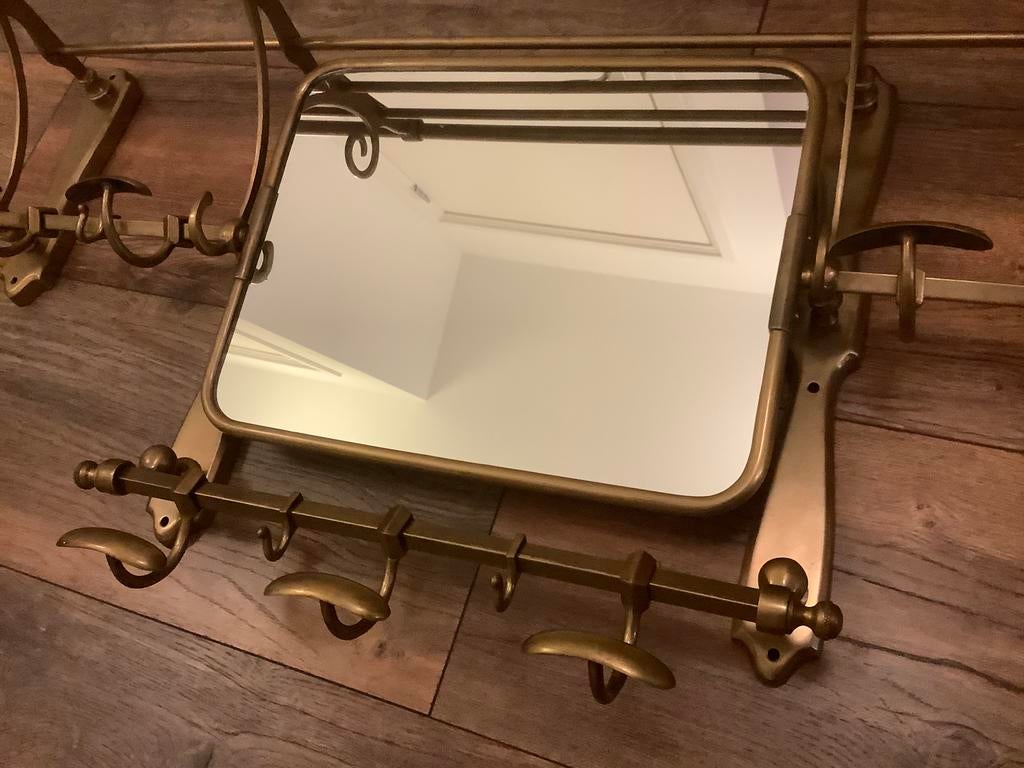 Eichholtz Messing kapstok met spiegel, 101x46x30 cm, Gebruikt, Minder dan 100 cm, Metaal, Ophalen