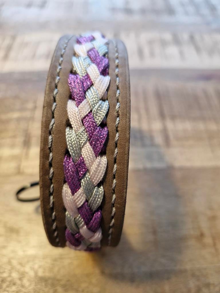 Mooie handgemaakte leren halsband met paracord, Ophalen of Verzenden