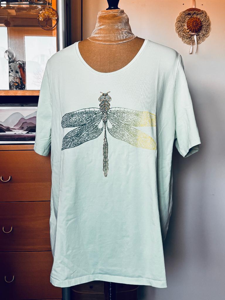 Ulla Popken muntgroen top met Libelle 54/56 NIEUW, Kleding | Dames, Maat 46/48 (XL) of groter, Nieuw, Ophalen of Verzenden, Korte mouw