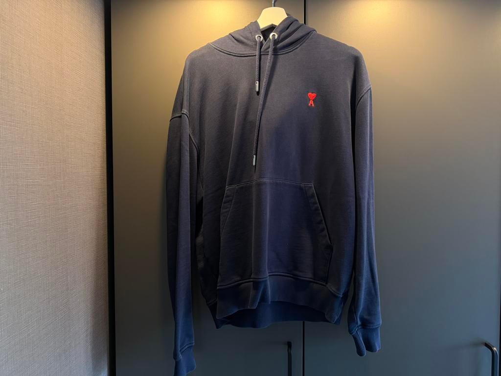 Ami heren hoodie maat L donkerblauw, Ophalen of Verzenden, Zo goed als nieuw, Maat 52/54 (L), Blauw