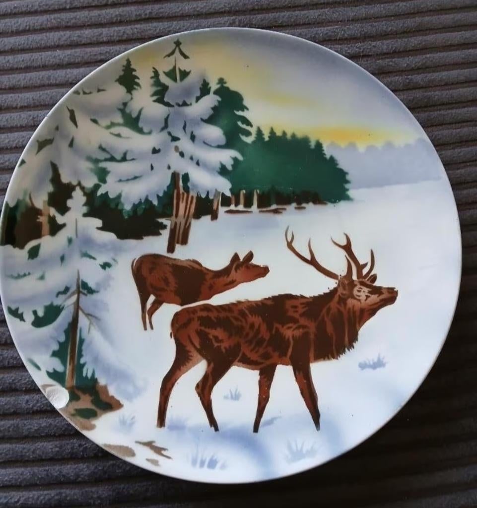 Villeroy & Boch Wallerfangen Bord Winter Eland Rood Hert., Ophalen, Gebruikt, Bord(en), Overige stijlen
