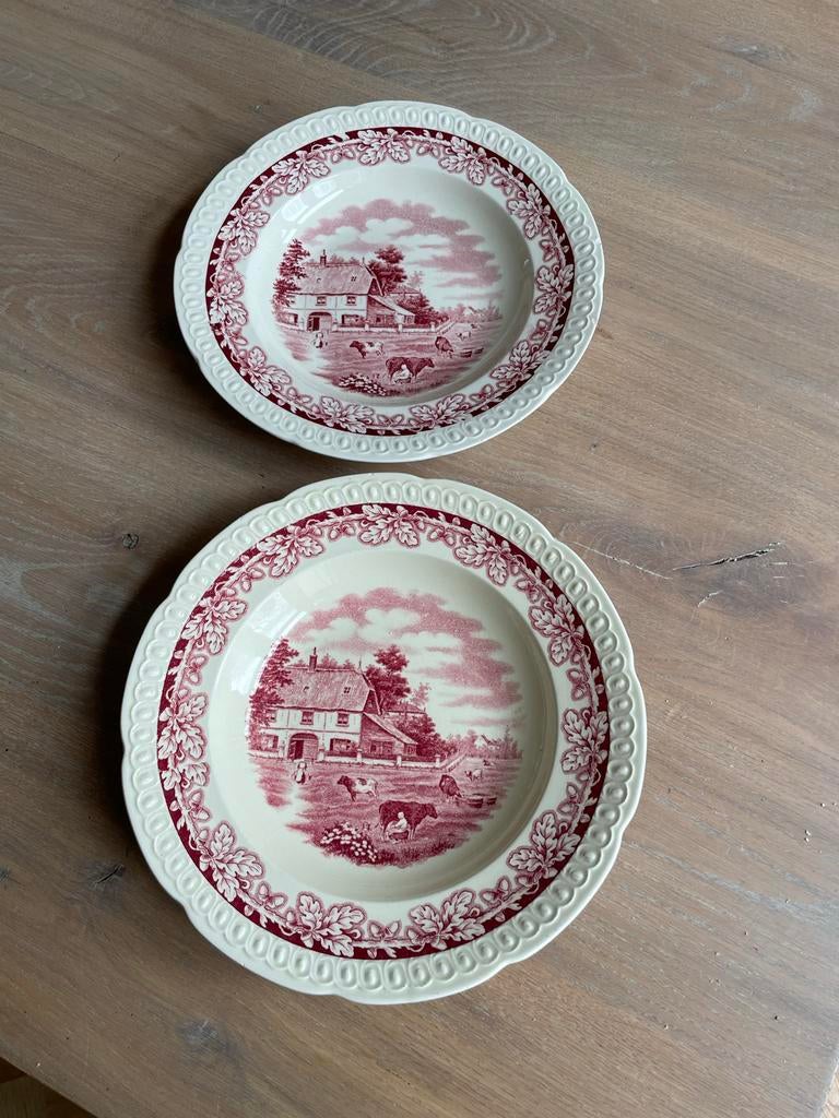 Société Céramique Boerenhoeve diepe borden rood, Antiek en Kunst, Ophalen of Verzenden
