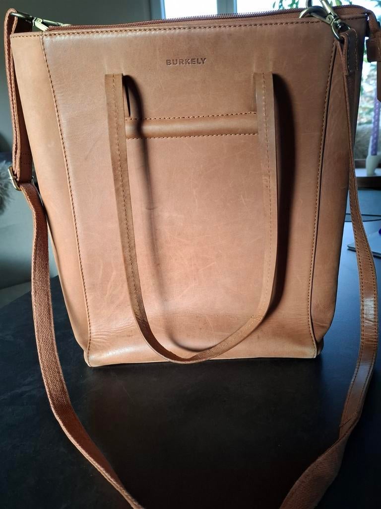 Echt leren shopper, merk Burkely, Ophalen, Zo goed als nieuw, Bruin, Shopper