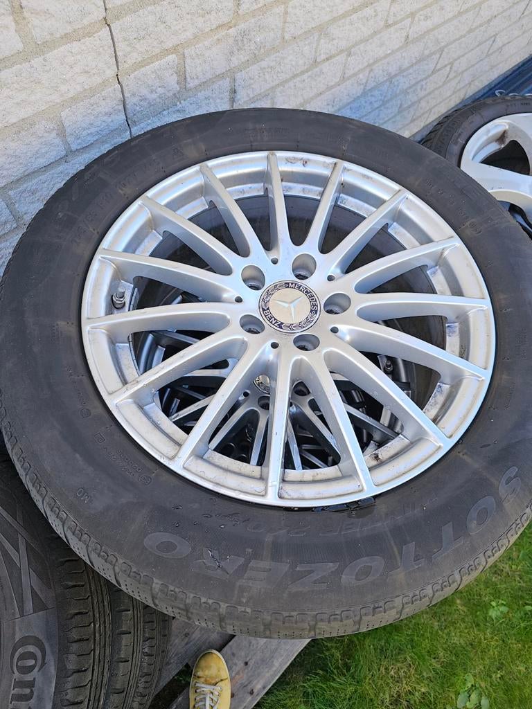 M+S Mercedes-Benz banden met velgen 245/55 R17, Auto-onderdelen, Banden en Velgen, Gebruikt, 17 inch, All Season, Personenwagen