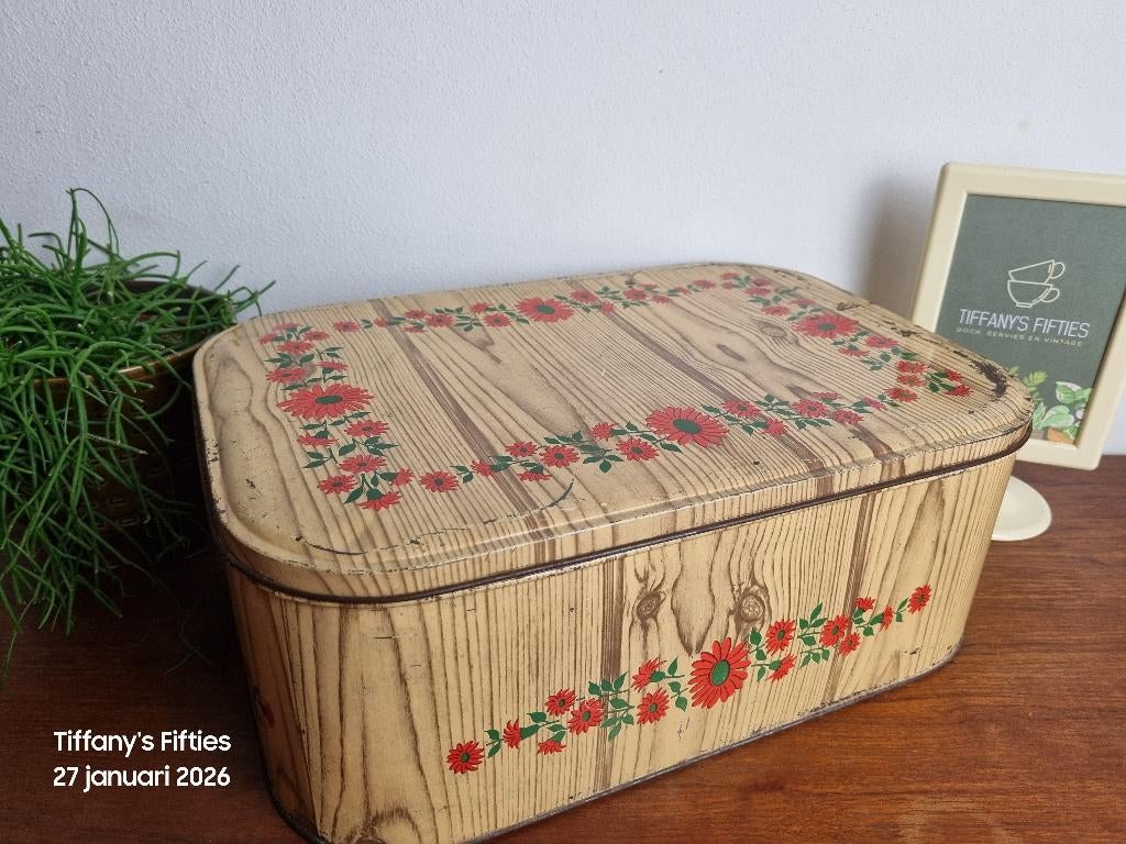 Groot blik Cote d'Or rode bloemen, Antiek en Kunst, Antiek | Servies los, Ophalen of Verzenden